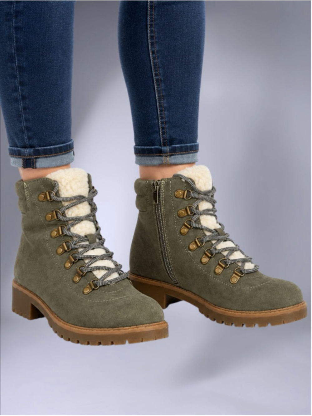 Style & Company Maariah Green Lug Sole Lace-Up Booties – Women’s Size 7